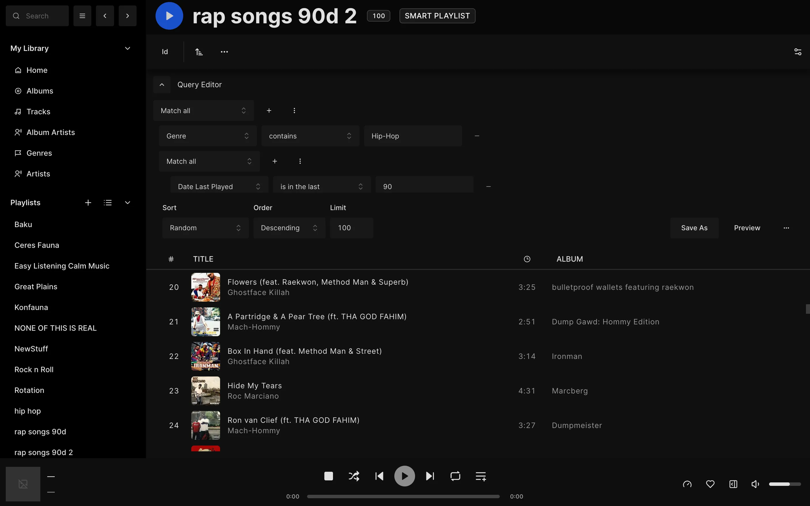 feishin smart playlists